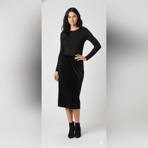 Wild Fable Elegant Black Velvet Pencil Skirt